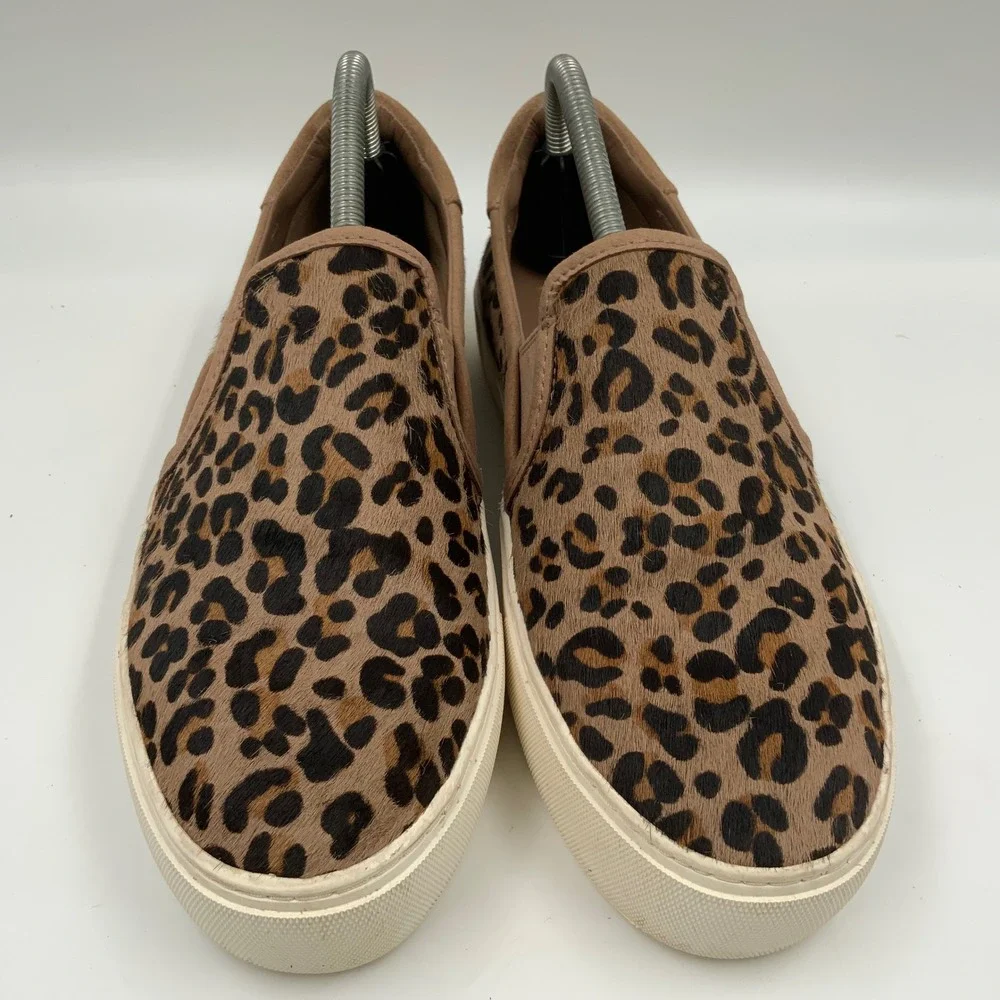 UGG Jass Leopard Print Calf Hair Slip On Sneakers Tan Brown 1106051 Womens 9